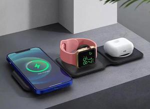Magnetic Wireless Charging Station 3-in-1 Foldable Magnetic Fast Charger for iPhone 15/14/13/12 Pro Max Smart Watch and Earbuds(Black)