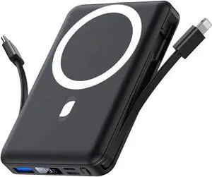 for Magsafe Battery Pack - 10000mAh Mag-safe Portable Charger 22.5W PD Fast Charging with Built-in Cables LED Display Magnetic Wireless Power Bank for iPhone 16/15/14/13/12/Pro/Mini/Pro Max