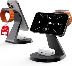 3 in 1 Charging Station for  Devices Mag-Safe Charger Stand Fast Charging Wireless Charger for iPhone 16/15/14/13/12 Series & AirPods & iWatch(USB-C Charger Included)