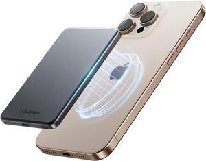 SlimMag Power Bank 5000mAh Wireless Portable Charger Fast Charging with USB-C Cable [Perfect for Travel] Magnetic Battery Pack for iPhone 16 Pro Max/16 Pro/16/15/14/13/12