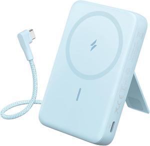 Zolo Magnetic Power Bank 10 000mAh Wireless Portable Charger with 30W Max Fast Charging Battery Pack with Built-in USB-C Cable and Adjustable Stand for iPhone 16/15 Series AirPods and More