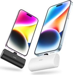 2 Packs Portable Phone Charger for iPhone 5000mAh with Built in Cable MFi Certified Mini Power Bank Cordless External Battery Pack Charger for iPhone Series 14/13/12/11/XR/X/SE/8/7/6 Pro Max
