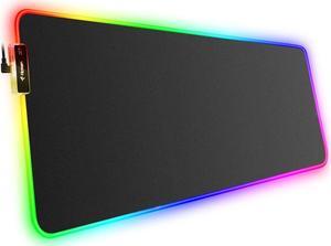 RGB Gaming Mouse Pad Large Mousepad with Led Light PC Gaming Accessories Black Keyboard Pad for Desk Non-Slip Rubber Base XXL Big Mouse Mat for Gamer Boy Men Gift (31.5 X 12 Inch)