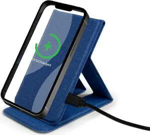 Phone Holder Wireless Charger Foldable Phone Charger 15W Portable Fast Wireless Charging Stand Compatible with iPhone 15 14 13 12 Pro XS 8 Plus Galaxy S23 S22 S21 Note 20 etc (Blue)