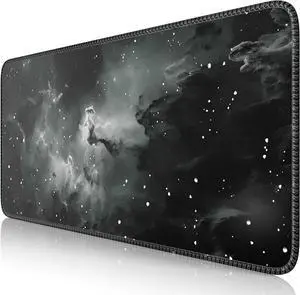 Black Gaming Mouse Pad XXL Large Gaming Mousepad Big Rubber Base Mouse Mat with Stitched Edges Computer Keyboard Desk Pad for Work Game Office Home(Star Rock)