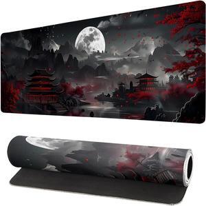 Extended Gaming Mouse Pad Large Desk Mat XL Anime Mouse Pad Waterproof with Stitched Edges Non-Slip Desktop Pad for Home and Office Level Up Your 31.5x11.8 Inch (Night Lake)