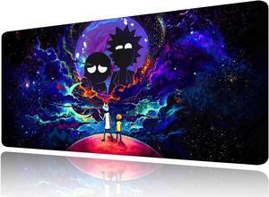 Large Gaming Mouse Pad Anime Night Sky Space Stars Custom Desk Pad Mousepad with Non-Slip Rubber Base and Stitched Edges Mouse Mat Portable Desk Mat for Office Computer Work Game 31.5X15.7