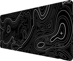 Mouse Pad Mouse Pad Topographic Mouse Pad Large Gaming Mouse Pad Large Mouse Pad XL Mouse Mat Desk Map Non-Slip Water-Resistant(31.5x11.8x0.1) 80x30 Black