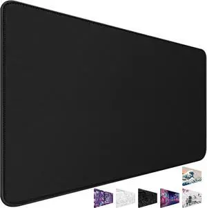 Large Mouse Pad Desk Mat Office Desk Pad Gaming Mouse Pad with Stitched Edges 31.5 x 15.7 Mousepad with Non-Slip Waterproof Rubber Base for PC Laptop Desk Home Office Accessories Black
