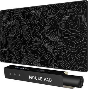 Extra Large Gaming Mouse Pad with Black Topographic XXL Mousepad Big Mouse Mat Desk Pad Non Slip Keyboard Pad for Gaming Computer Laptop PC Office Desk Accessories