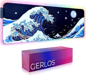 RGB Large Gaming Mouse Pad Extended Soft LED Mouse Pad Non-Slip Rubber Base Water Resist Keyboard Pad Computer Mousepad 31.5×11.8 inches