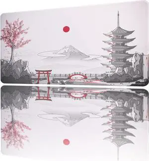 Pagoda Falls Extended Gaming Mouse Pad - Non-Slip Desk Mat with Stitched Edges Smooth Micro-Fiber Computer Desk Pad Hand Washable Gaming Mousepad 24x14x0.16 (610x360x4mm)