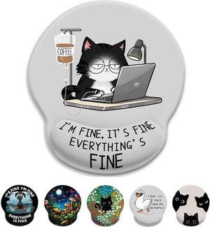 Cat Ergonomic Mouse Pad with Wrist Rest Gaming Mouse Pad with Wrist Support Funny Mouse Pads for Desk Computer Mousepad with Non-Slip Pain Relief PU Base Cute Office Desk Accessories