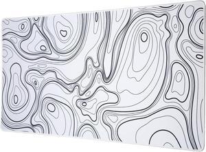 Black and White Mouse Pad Topographic Map Large Gaming Mousepad - Extended Contour Mouse Mat Laptop Keyboard Mat with Non-Slip Rubber Base Stitched Edges (31.50x11.81x0.12 not Waterproof)