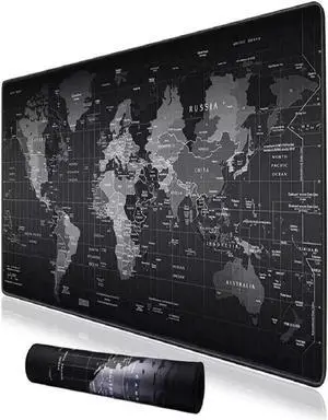 World Map Gaming Mouse Pad with Stitched Edges Non-Slip Rubber Base Extended XXL Mousepad for Computer PC Keyboard Laptop