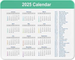 2025 Calendar Mouse Pad Square New Year 2025 Mousepad 10.2 x 8.3 Inch Stitched Edge Anti-Slip Waterproof Rubber Mouse Mat for Office Gaming Laptop Computer New Year Office Supplies Gift (White)