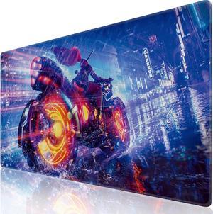 Cyberpunk Neon City Mouse Pad Anime Desk Mat Gaming Mouse Mat Pad for Desk with Extended Large Non-Slip Base and Stitched Edge mats for Laptop Computer Keyboard and Mouse 31.5x15.7 in