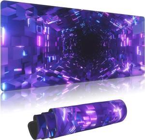 Mouse Pad Fantasy Purple Colorful 3D Time Tunnel Gaming Mouse Pad XXL Large Mouse Pad Desk Mat with Non Slip Rubber Base Desk Mat for Keyboard and Mouse 11.8 X 31.5 Mousepad