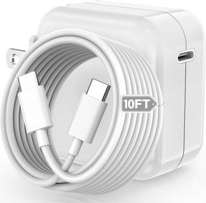 Mac Book Pro Charger - USB C Charger Fast Charger Power Adapter for USB C Port MacBook Pro/MacBook Air 16 15 14 13 inch New iPad Pro and All USB C Device Included 10FT Long USB C to C Charger Cable