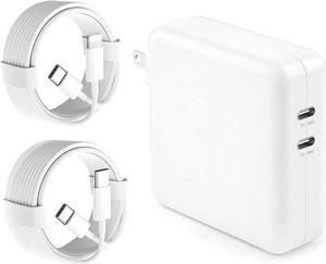 Mac Book Pro Charger - 116W USB C Charger 2 Port Power Adapter Compatible with MacBook Pro 16 15 14 13 Inch MacBook Air 13 Inch iPad Pro and More USB C Devices Include 2 Cables