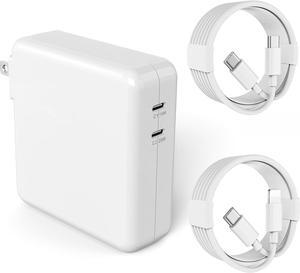 Mac Book Pro Charger - 138W USB C Charger 2 Port Power Adapter Compatible with MacBook Pro 16 15 14 13 Inch MacBook Air 13 Inch iPad Pro and More USB C Devices Include 2 Cables