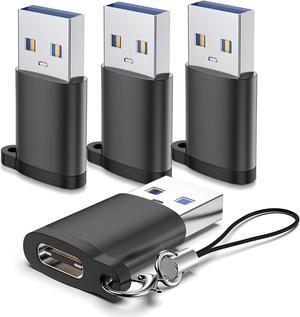 USB to USB C 3.0 Adapter 4 Pack Type C to USB A Converter USB-C Female to USB Male Compatible for Apple MacBook Pro Mac Book iPad iPhone 16 15 14 13 12 Pro Max  Galaxy S20-S23 More Black