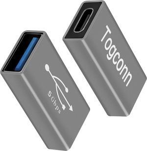 USB C to USB 3.0 Adapter (2 Pack) USB Type-C (Female) to USB A (Female) Coupler Convert Bi-Directional High Speed USB Extension Connector Support Charge & Data Sync