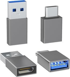 4-Pack USB C to USB Adapters with 2 Type C Female to A Male Converters & 2 USB C Male to USB Female Connectors Compatible with Apple Watch iPhone 15 Pro Max 14 13 12 AirPods Ultra 8 9 - Gray