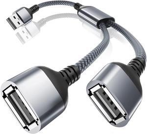 USB Splitter 1 in 2 Out 1FT USB Y Cable Double USB Adapter USB Male to Two Female Extension Cord Dual Port Extender Hub Data Power Charger Split for TV PC Laptop MacBook Keyboard PS4 PS5