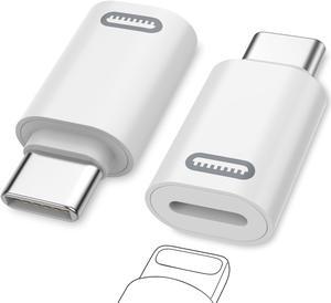 Lightning Female to USB C Male Adapter 2Pack USB-C to Lightning Adapter for iPhone 15/16 Pro/16 Pro Max/Plus Galaxy S24 iPad Pro/Air for Fast Charging/Data Transfer Not for Audio/OTG White PD