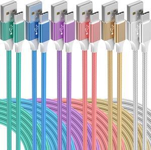 USB C Cable 6Pack USB to USB C Cable Type C Charger Fast Charging Cable Nylon Braided Android Charger for iPhone 16 15 Charger  Galaxy  Google Pixel Sony Switch3/3/3/6/6/10Ft