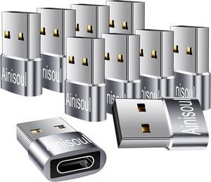 USB C to USB Adapter 10 Pack USB C Female to USB Male Adapter USBC to USB Adapter USB to C Adapter USB to Type C Adapter USBA to USBC Adapter for iPhone 15/14/13 iPad Pro AirPods Grey