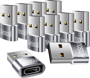 Adaptateur USB-C Femelle Vers USB-A Mâle (2 Pièces) - 10Gbps, Charge Rapide 3A, Compatible IPhone 15, Ordinateurs, Banques D’alimentation
