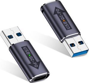 10Gpbs USB A to USB C Adapter USB A Male to USB C Female Adapter with LED Light USB 3.2 Male to Type C Female Adapter for Laptop Tablet Smartphone etc. (Grayish Blue 2pack)