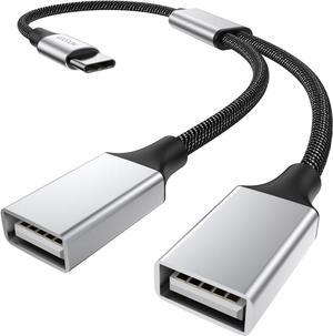 USB C to Dual USB Female Adapter Type C to Dual USB Splitter USB c to Double USB 2.0 Adapter Double USB 2.0 OTG Splitter Cord Converter for MacBook Pro Google Pixel Galaxy S9 / S8 / Note 8