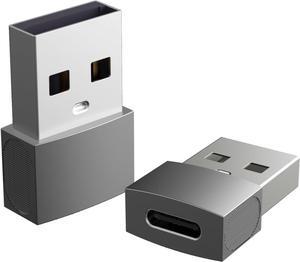 Pack of 2 USB A to USB C OTG Adapter Gray 480Mbps Data Sync Zinc Alloy Type A Male to USB 2.0 Type C Female Converter for Charger USB C Cable PC Laptop Flash Drive ADT-AAG2