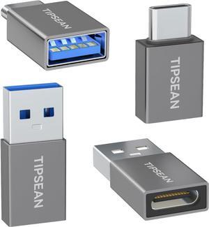 USB C to USB Adapter 4-Pack [2 Type C Female to A Male Charger Converters] & [2 USB C Male to USB Female] for Apple Watch Ultra 8 9 iPhone 15 Pro Max 14 13 12 AirPods (Grey)