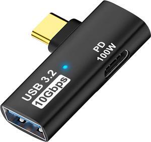 2-in-1 USB C to USB 3.2 Adapter with 100W Charging Port Thunderbolt 4/3 OTG Converter for Rog Ally Steam Deck Quest 2 iPhone 15 Series iPad MacBook and More Type C Device - Black