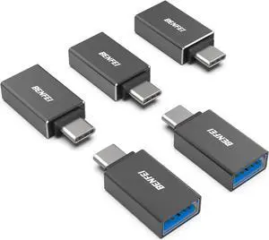 5 Pack USB C to USB 3.0 Adapter USB C to A Male to Female Adapter Compatible with iPhone 15 Pro/Max MacBook Pro/Air 2023 iPad Pro iMac S23 XPS 17 Surface Book 3 and More - Black