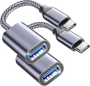 OTG USB-C to USB 3.0 Adapter [2Pack] Thunderbolt 3 Compatible with Apple MacBook Pro/Air iPhone 16 Pro Max/Plus/15  Galaxy S24/S23/S22/S21