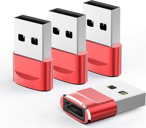 USB C Female to USB A Male Adapter 4 Pack Type C Charger Cable Power Converte Compatible with Apple Watch Ultra iWatch 8 Phone 15 14 13 12 Pro Plus Max iPad  Galaxy S23 S22 (Red)