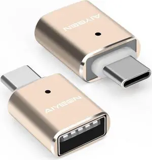 USB C to USB Adapter(2 Pack) USB C Male to USB 3.0 Female Adapter OTG Converter Compatible with MacBook Pro 2019/2018/2017 MacBook Air 2018 and More Type-C Devices Gold