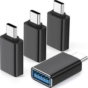 USB C to USB Adapter 4 Pack [Side-by-Side Use] USB Type C Male to USB 3.0 Female OTG Converter Thunderbolt 4/3 to USB Adapter for iPhone 15 Pro Max Plus MacBook Pro Air  Galaxy iPad Black