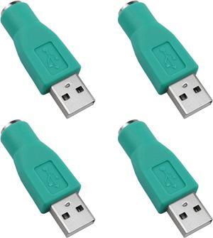 USB to PS2 Adapter PS/2 Female to USB Male Converter Adapter Green for Mouse and Keyboard 4PCS