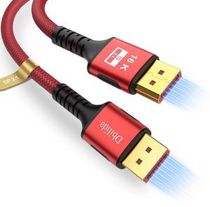 VESA Certified DisplayPort 2.1 Cable 6.6ft, 16K DP 2.0 Cable Supports 80Gbps, 16K@60Hz, 8K@120Hz, 4K@240Hz/165Hz, 2K@360Hz HDR, HDCP2.2, 3D, ARC for TV, Gaming Monitor