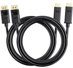 2-Pack Unidirectional DisplayPort to HDMI Cable - 6ft Gold-Plated DP to HDMI Cable Display Port to HDTV/Monitor/Projector Conversion Cord