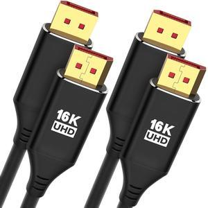 16K 8K DisplayPort Cable 6FT 2Pack Support High Speed 40Gbps 8K@60Hz 4K@165Hz 2K@240Hz Apply to Gaming Monitor HBR3 HDR Graphics Card PC Laptop