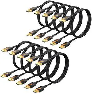 DisplayPort Cable 3FT 10-Pack DP to DP Cables Display Port Male to Male Cable Adapter with 4K@60Hz 2K@165Hz 2K@144Hz Support 3D HDR for Gaming Computer TV Monitor