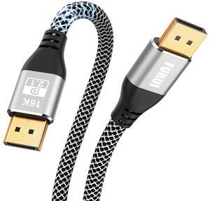Certified DisplayPort 2.1 Cable 6ft 80Gbps 16K@60Hz 8K@120Hz 4K@240Hz / 165Hz 2K@360Hz for Laptop TV Gaming Monitor