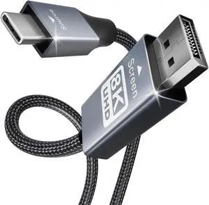 USB-C to DisplayPort 6 Feet Cable(8K@60Hz 4K@144Hz) USB Type-C to DisplayPort Cable [Thunderbolt 3/4/5 Compatible] with iPhone 15 Pro/Max MacBook Pro/Air 2023 iPad Pro iMac S23 XPS 17